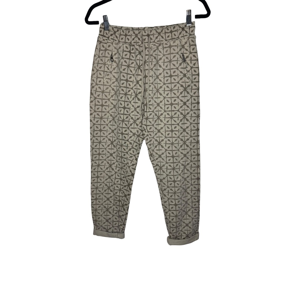 Nostalgia Geometric Print Joggers Cotton Blend Made in Italy Taupe Medium